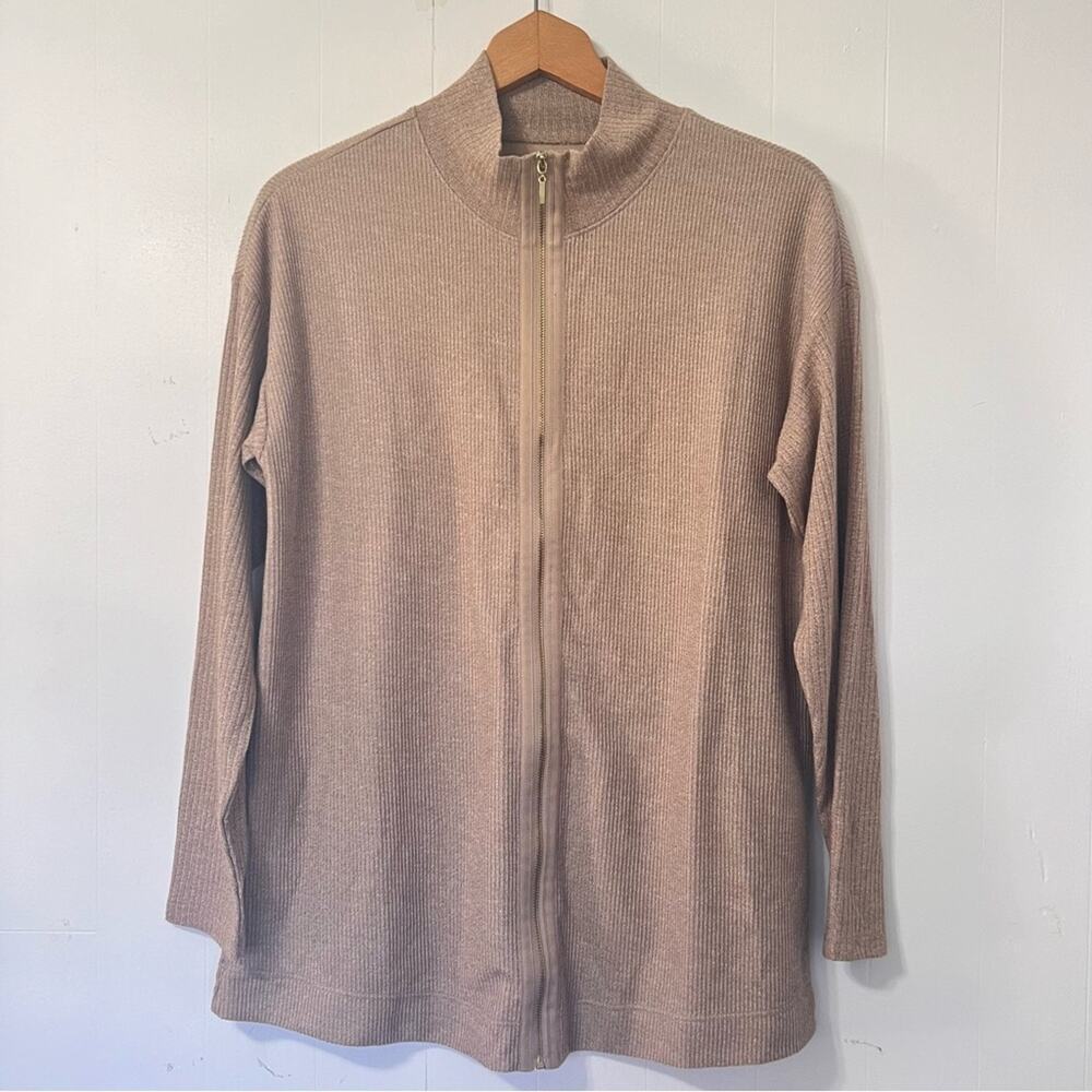 Soft Surroundings Lhami Ribbed Zip Up Cardigan Sweater Contemporary Casual S